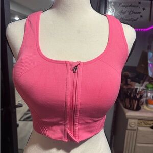 NWOT Avia Pink Front-Zip padded Athletic Crop Tank Top
